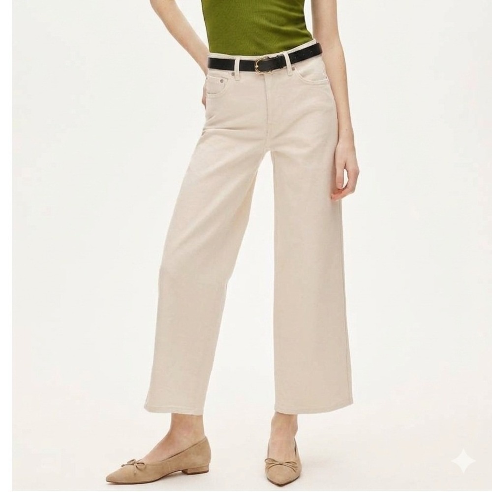 J.Crew Everyday Wide Leg Jeans Womens Size 30 Ankle Cream Ecru Wash Semi Stretch